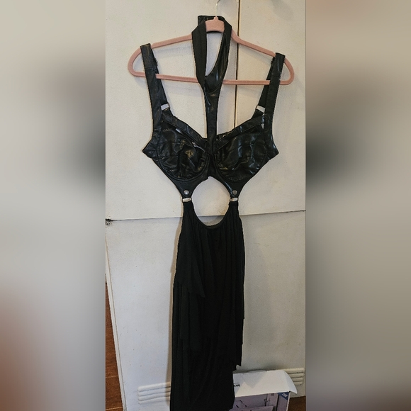 Darker Wavs Dresses & Skirts - Dolls Kill - Darker Wavs - Black Halter Cutout Dress - XL